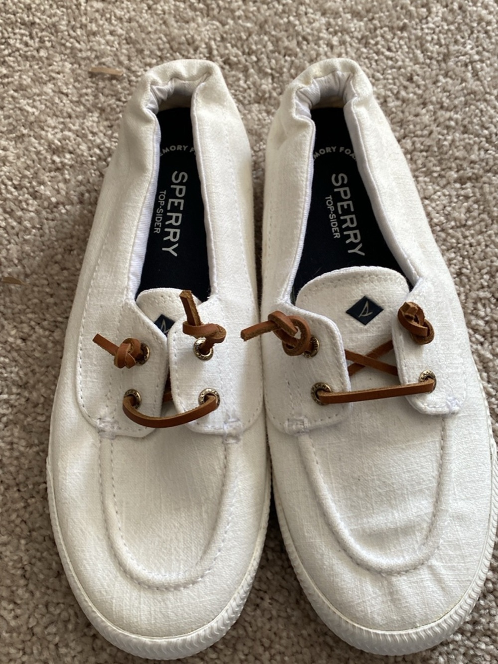 New without tags or box Sperry Lounge Away White Canvas Boat Shoes